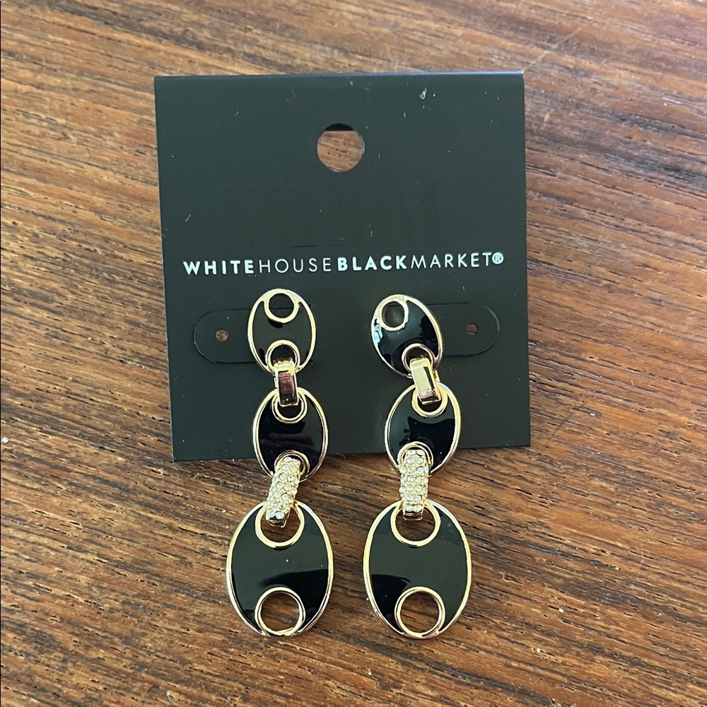White House Black Market Black and Gold Dangle Earrings
